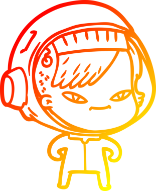 Bir insan tarafından çizilmiş bir astronot kadın çizgi çizimi.