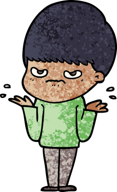 Bir insan tarafından çizilmiş sinirli çizgi film çocuğu.