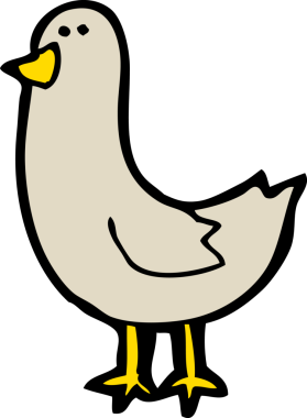 Bir insan tarafından çizilmiş çizgi film kuşu.