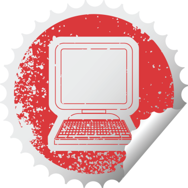 Bir insan tarafından çizilmiş bilgisayarın sıkıntılı etiket simgesi çizimi