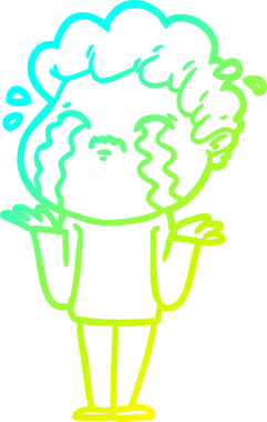 Bir insan tarafından çizilmiş ağlayan bir çizgi film karakteri çizimi.