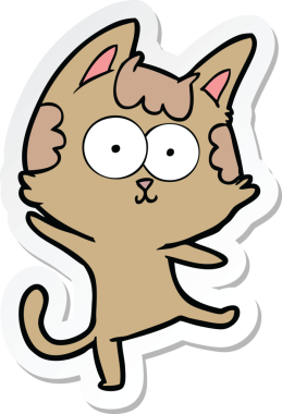 Bir insan tarafından çizilmiş mutlu çizgi film kedisinin çıkartması.