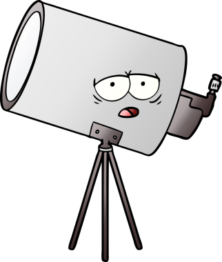 Bir insan tarafından çizilmiş, sıkılmış bir teleskop.