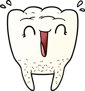 Bir insan tarafından çizilmiş mutlu bir diş.