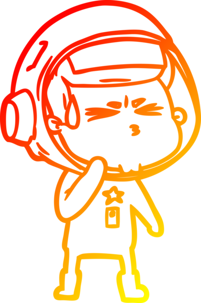 Bir çizgi film karakteri, bir insan tarafından çizilmiş astronot çizimi.