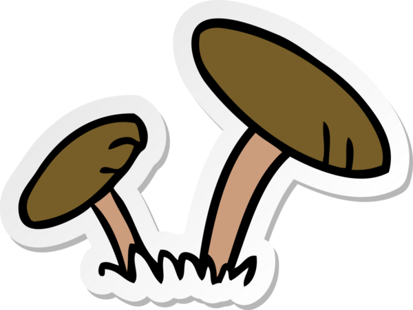 Bir insan tarafından çizilmiş mantarların el çizimi karikatürü.