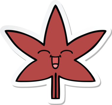 Bir insan tarafından çizilmiş güzel bir sonbahar yaprağının çıkartması.