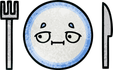 Bir insan tarafından çizilmiş yemek tabağının retro grunge deseni.