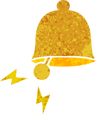 Bir insan tarafından çizilmiş bir çanın retro çizim tarzı karikatürü.