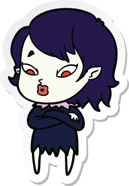 Bir insan tarafından çizilmiş şirin bir vampir kızın çıkartması.