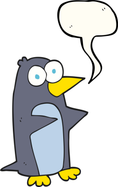Bir insan tarafından çizilmiş serbest konuşma balonu karikatürü pengueni