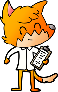 Bir insan tarafından çizilmiş mutlu tilki satıcısı çizgi filmi.