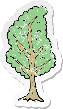 Bir insan tarafından çizilmiş karikatür ağacının geriletilmiş yapıştırması.