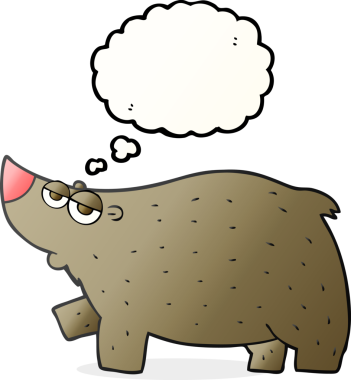 Bir insan tarafından çizilmiş serbest çizim balon karikatür ayısı.