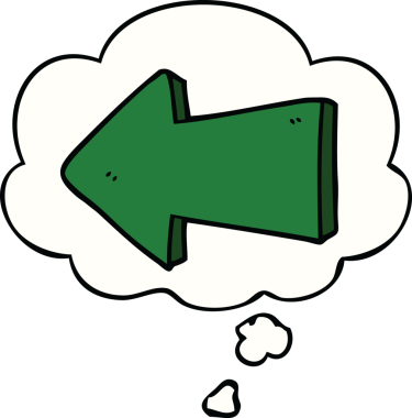 Bir insan tarafından çizilmiş düşünce balonlu bir ok.