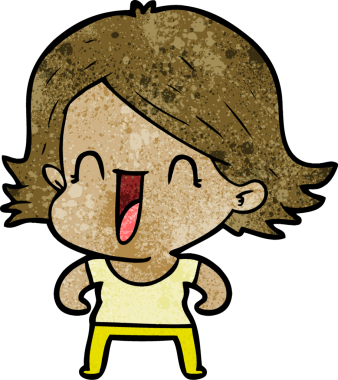 Bir insan tarafından çizilmiş mutlu bir kadın.