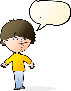 Bir insan tarafından çizilmiş konuşma baloncuğuyla omzunun üstünden bakan şüpheli bir adam.