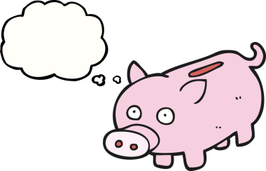 Bir insan tarafından çizilmiş serbest çizim baloncuk domuz kumbarası.