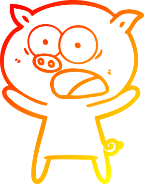 Bir insan tarafından çizilmiş bağıran çizgi film domuzu çizimi.