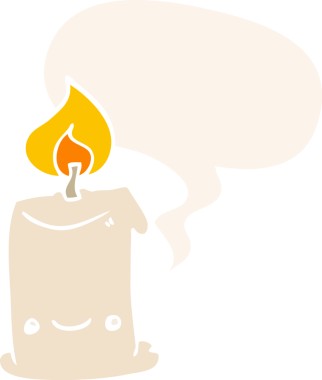 Konuşma baloncuklu çizgi film mumu bir insan tarafından çizilmiş.