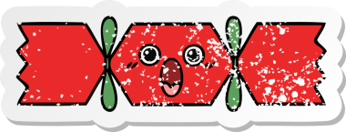 Bir insan tarafından çizilmiş tatlı bir noel krakerinin sıkıntılı çıkartması.