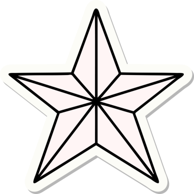 Bir insan tarafından çizilmiş geleneksel bir yıldız stiliyle dövme çıkartması.