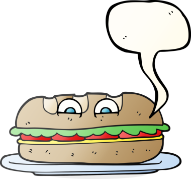 Bir insan tarafından çizilmiş serbest konuşma balonu alt sandviçi.