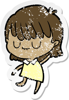 Bir insan tarafından çizilmiş karikatür bir kadının sıkıntılı çıkartması.