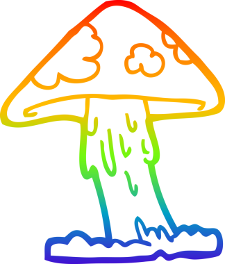 gökkuşağı gradyan çizgi çizimi bir insan tarafından çizilmiş mantar karikatürü