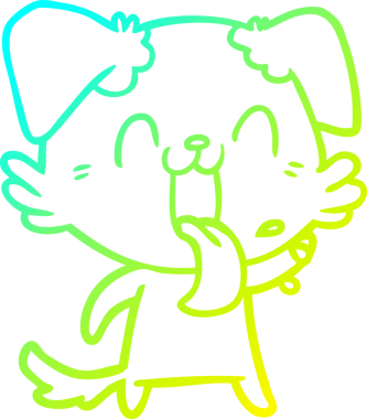 Bir insan tarafından çizilmiş soluyan bir köpeğin soğuk eğimli çizgisi.