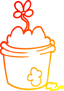 Bir insan tarafından çizilmiş karikatür saksısının sıcak çizgi çizimi