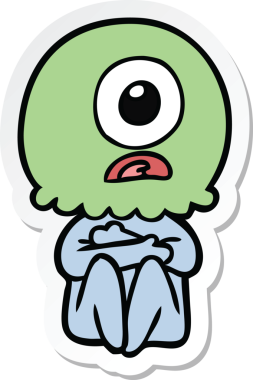 Bir insan tarafından çizilmiş uzaylı uzay adamının çizdiği Tepegöz 'ün çıkartması.