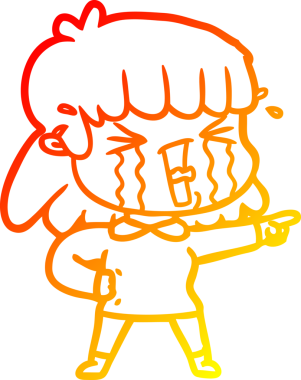 Bir insan tarafından çizilmiş göz yaşları içindeki çizgi film kadını çizimi.