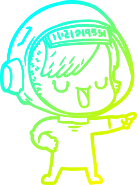 Bir insan tarafından çizilmiş soğuk gradyan çizgili astronot kadın çizimi.