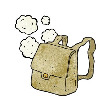 Bir insan tarafından çizilmiş el yapımı karikatür çantası.