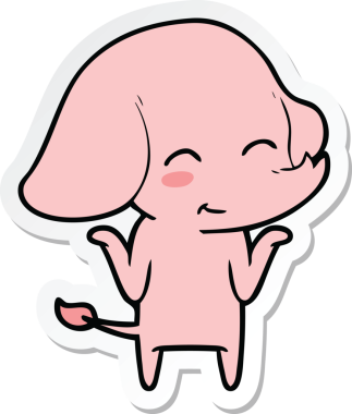 Bir insan tarafından çizilmiş şirin bir fil çıkartması.