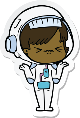 Bir insan tarafından çizilmiş astronot bir kadının çıkartması.