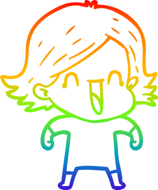 gökkuşağı gradyan çizimi bir insan tarafından çizilmiş mutlu bir kadın çizgi