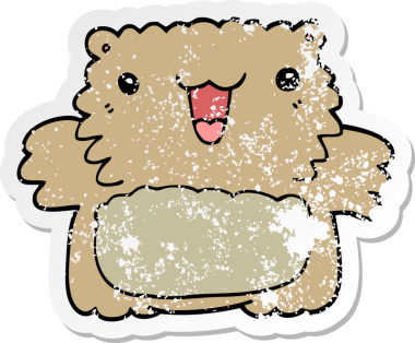 Bir insan tarafından çizilmiş karikatür ayısının sıkıntılı çıkartması.