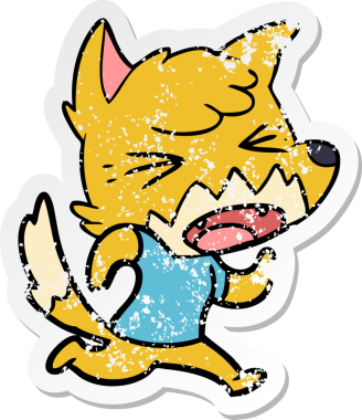 Bir insan tarafından çizilen kızgın tilki çizgi filminin sıkıntılı çıkartması.