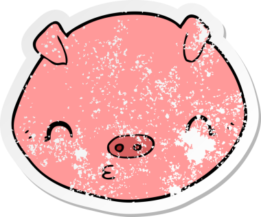 Bir insan tarafından çizilmiş bir domuzun sıkıntılı çıkartması.