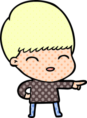 Bir insan tarafından çizilmiş mutlu çizgi film çocuğu.