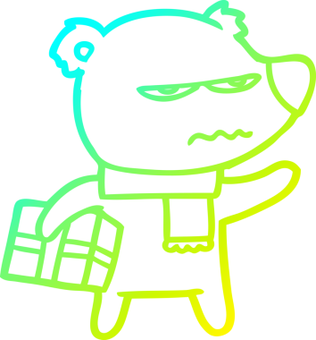 Bir insan tarafından çizilmiş kızgın ayı çizgi filminin soğuk gradyan çizimi