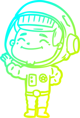 Bir insan tarafından çizilmiş mutlu bir astronotun soğuk gradyan çizimi.