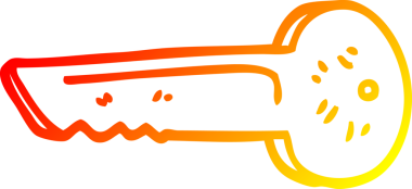 Bir insan tarafından çizilen altın anahtarın sıcak çizgi çizimi