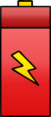 Bir insan tarafından çizilen elektrik aküsünün gölgelenmiş karikatürü