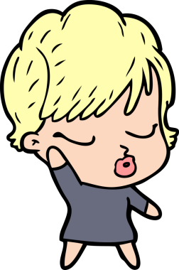 Bir insan tarafından çizilmiş gözleri kapalı çizgi film kadını.