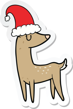 Bir insan tarafından çizilmiş bir karikatür Noel geyiği çıkartması.
