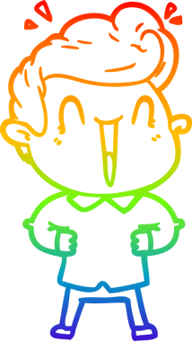 Gökkuşağı gradyanı çizimi bir insan tarafından çizilmiş heyecanlı bir çizgi film