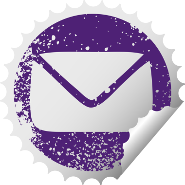 Bir insan tarafından çizilen kağıt zarfın çizilmiş dairesel kabuk soyma etiketi.